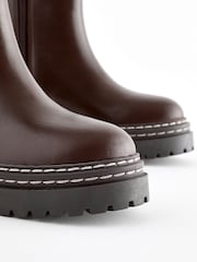 Brown Leather Chunky Chelsea Boots - Image 4 of 5