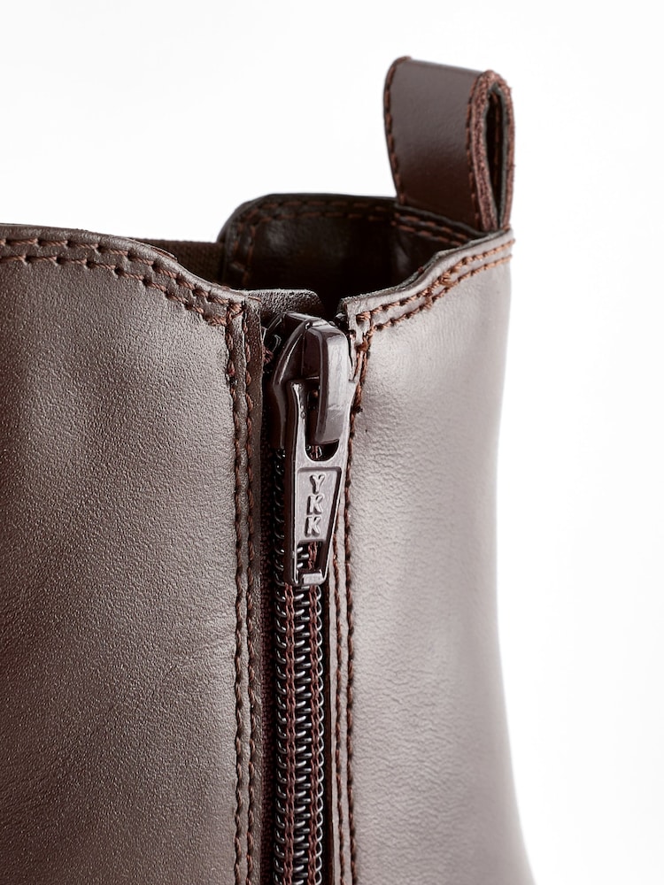 Brown Leather Chunky Chelsea Boots - Image 5 of 5