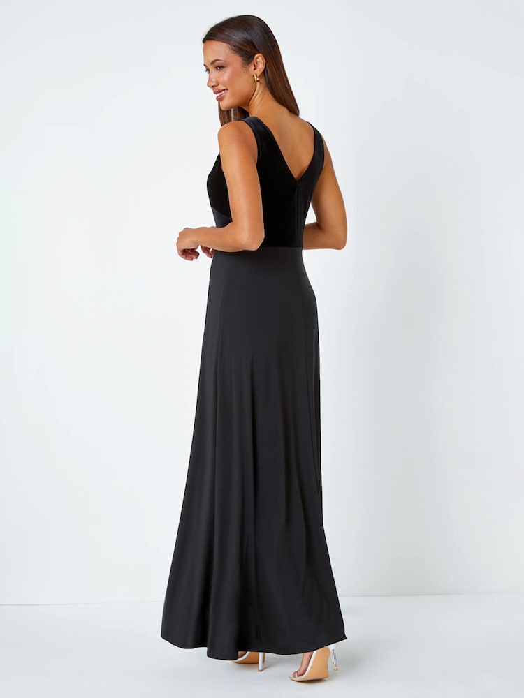 Roman Black Velvet Bodice Stretch Maxi Dress - Image 2 of 4