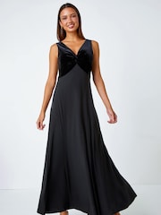 Roman Black Velvet Bodice Stretch Maxi Dress - Image 3 of 4