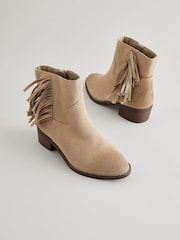 Stone Suede Fringe Western Boots - Image 1 of 5