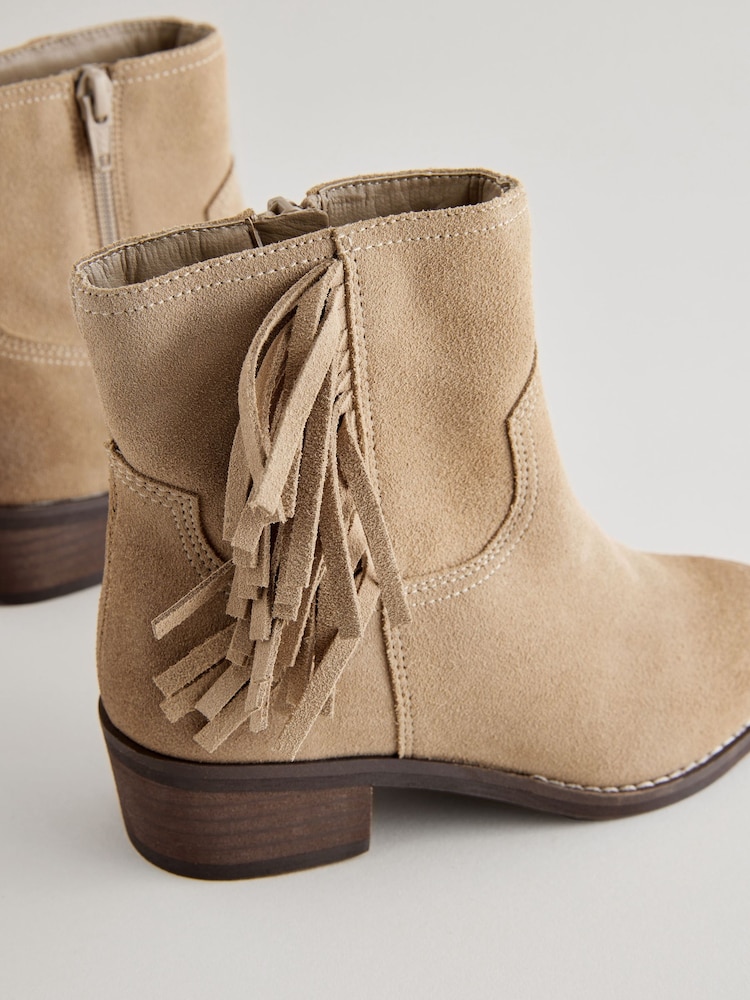 Stone Suede Fringe Western Boots - Image 4 of 5