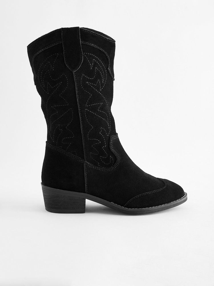 Schwarz - Hohe Westernstiefel aus Wildleder - Bild 2 von 4 Schwarz - Hohe Westernstiefel aus Wildleder - Bild 2 von 4