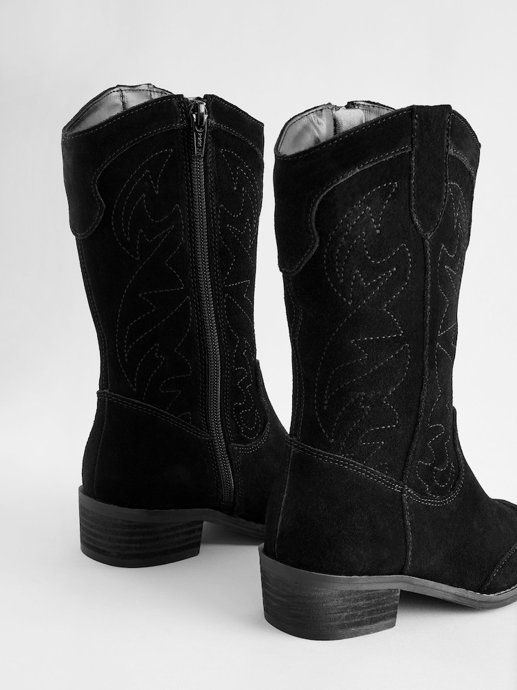 Black Tall Suede Western Boots - Image 4 of 4