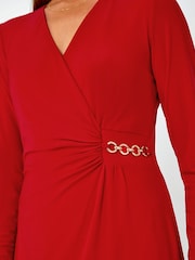 Roman Red Chain Detail Wrap Stretch Dress - Image 5 of 5