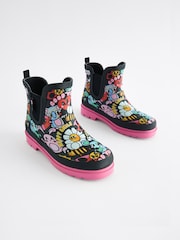 Black Graffiti Print Chelsea Wellies - Image 1 of 2