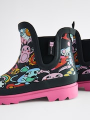 Black Graffiti Print Chelsea Wellies - Image 2 of 2