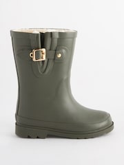 Khaki Green Warm Lined Buckle Wellies - Image 2 of 5