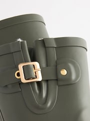 Khaki Green Warm Lined Buckle Wellies - Image 5 of 5