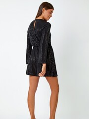 Roman Black Sequin Embellished Stretch Playsuit - Image 2 of 5