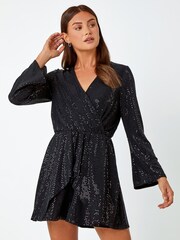 Roman Black Sequin Embellished Stretch Playsuit - Image 3 of 5
