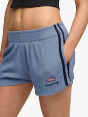 SUPERDRY Blue Athletic Essentials Waffle Retro Shorts - Image 4 of 7
