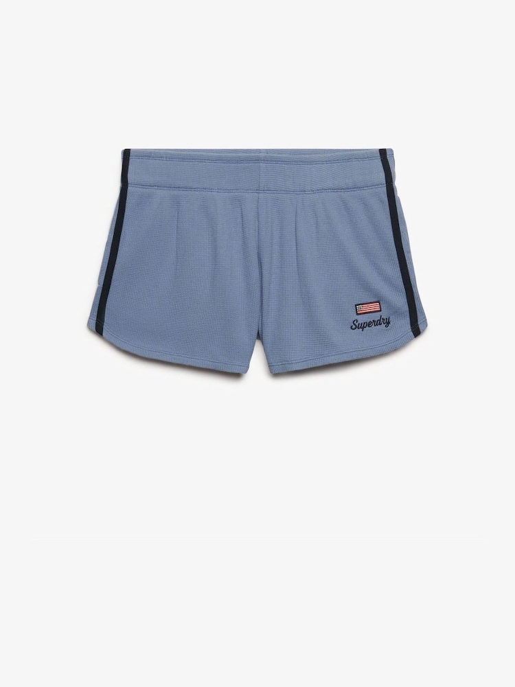 SUPERDRY Blue Athletic Essentials Waffle Retro Shorts - Image 7 of 7