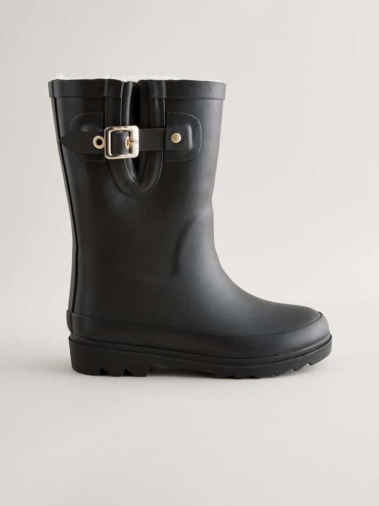 Black Warm Lined Buckle Wellies - Image 2 of 5