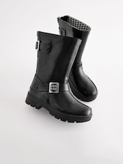 Black Biker Wellies - Image 3 of 6