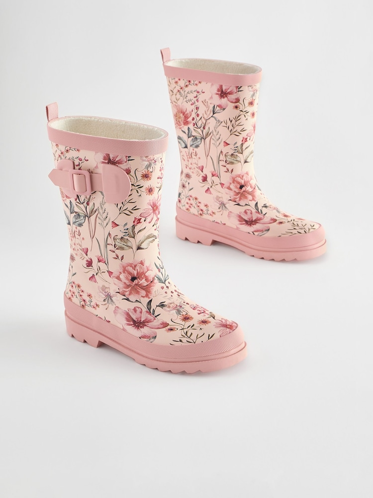 Pink Floral Buckle Wellies - Image 1 of 5