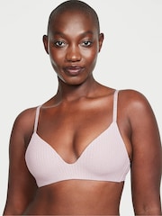 Victoria's Secret Pale Plum Purple Ribbed Non Wired Lightly Lined Bra - Image 1 of 3