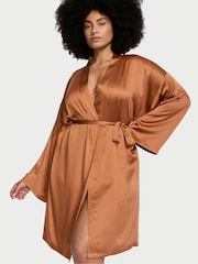 Victoria's Secret Caramel Brown Satin Midi Robe - Image 1 of 3