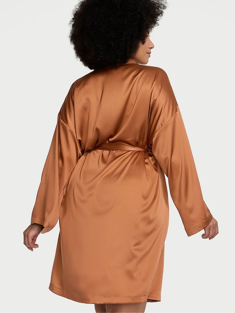 Victoria's Secret Caramel Brown Satin Midi Robe - Image 2 of 3