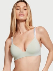 Victoria's Secret Pale Sky Grey Logo Non Wired Lightly Lined Bra - Image 1 of 3
