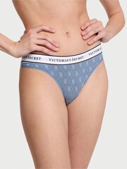 Victoria's Secret Faded Denim Blue Diamond Logo Thong Knickers - Image 1 of 3