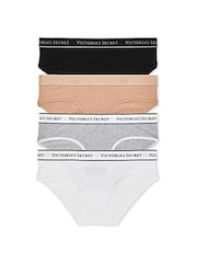 Victoria's Secret BlackWhiteGreyNude Hipster Logo 4 Pack Knickers - Image 1 of 4