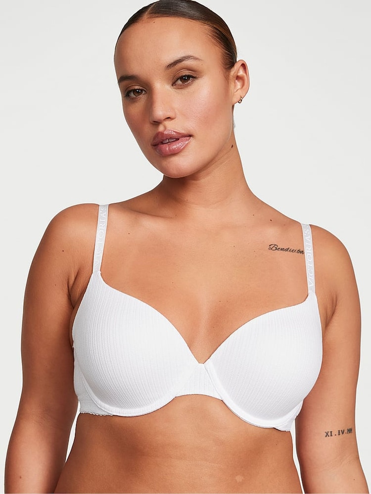 Victoria's Secret White Ribbed Demi Lightly Lined Bra - Image 1 of 3