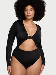 Victoria's Secret Nero Black Knotted Long Sleeve Swimsuit - Image 1 of 3