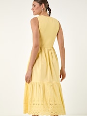 Roman Yellow Cotton Broderie Midi Dress - Image 3 of 5