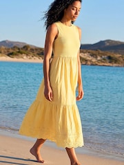 Roman Yellow Cotton Broderie Midi Dress - Image 5 of 5
