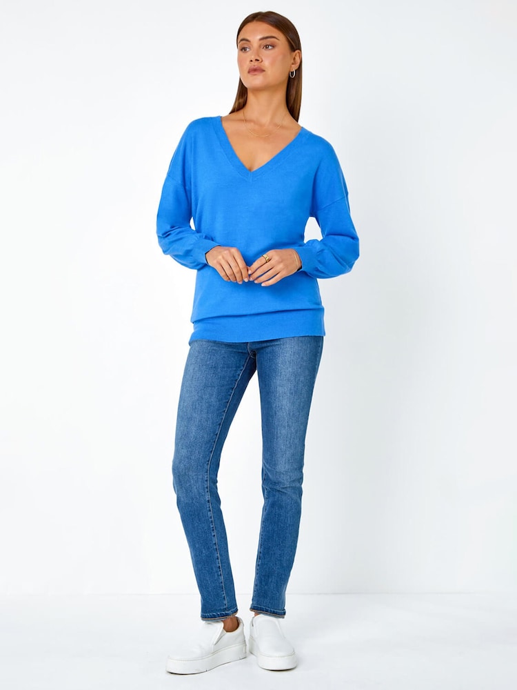 Blau - Roman Langärmeliger Pullover mit V-Ausschnitt - Bild 1 von 6 Blau - Roman Langärmeliger Pullover mit V-Ausschnitt - Bild 1 von 6