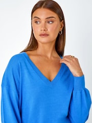 Roman Blue V-Neck Long Sleeve Jumper - Image 5 of 6