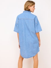 Mid Blue Denim 100% Cotton Shirt Dress - Image 2 of 5
