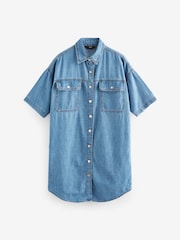 Mid Blue Denim 100% Cotton Shirt Dress - Image 4 of 5
