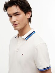 Tommy Hilfiger Cream Regular Fit Tipped Polo Shirt - Image 4 of 5