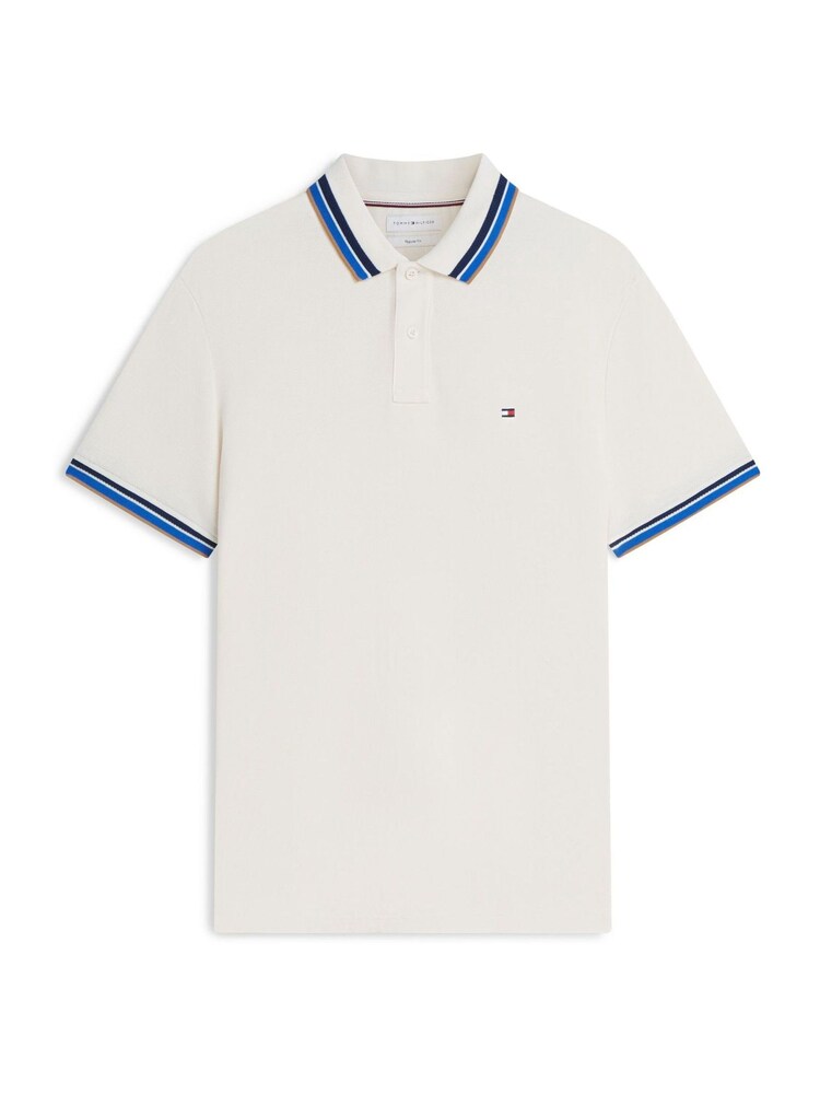 Tommy Hilfiger Cream Regular Fit Tipped Polo Shirt - Image 5 of 5