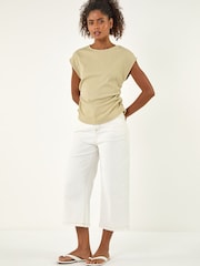 Roman Green Textured Ruched Side Stretch Top - Image 1 of 3