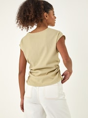 Roman Green Textured Ruched Side Stretch Top - Image 2 of 3