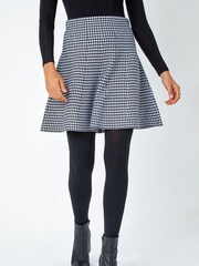 Roman Black Dogstooth Knitted A-Line Mini Skirt - Image 1 of 5