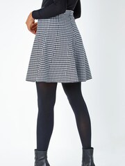 Roman Black Dogstooth Knitted A-Line Mini Skirt - Image 2 of 5