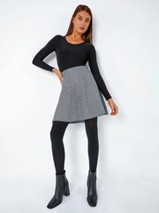 Roman Black Dogstooth Knitted A-Line Mini Skirt - Image 4 of 5