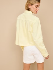 Lemon Yellow 100% Cotton Cropped Denim Shirt - Image 3 of 5