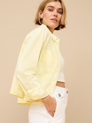 Lemon Yellow 100% Cotton Cropped Denim Shirt - Image 4 of 5