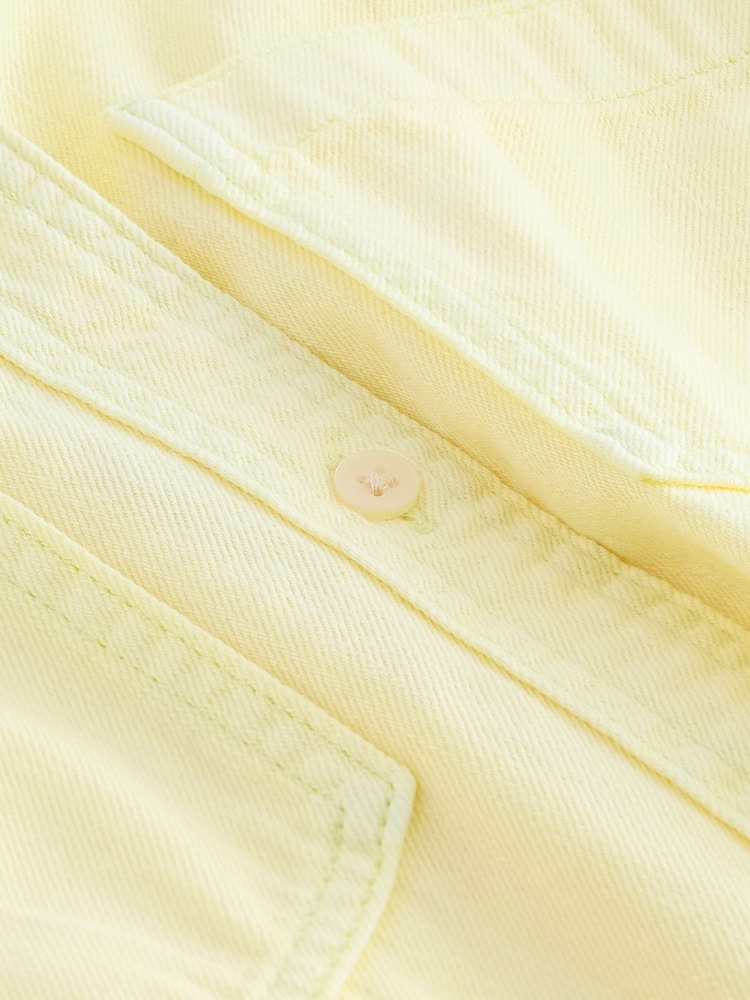 Lemon Yellow 100% Cotton Cropped Denim Shirt - Image 5 of 5