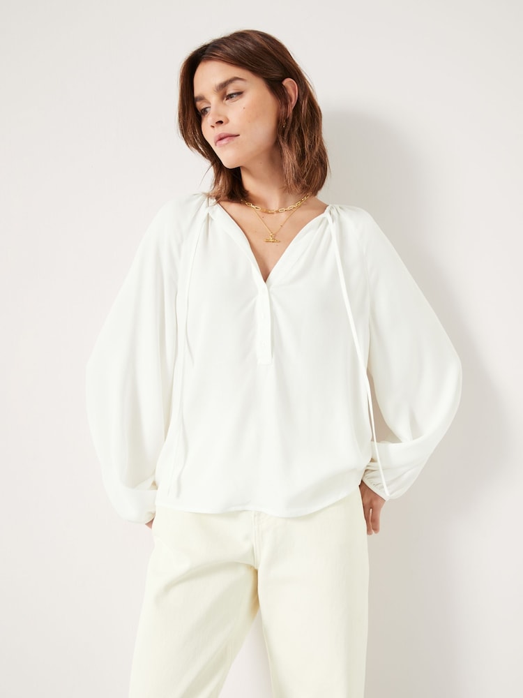 Hush White Zadie Tie Neck Top - Image 1 of 5