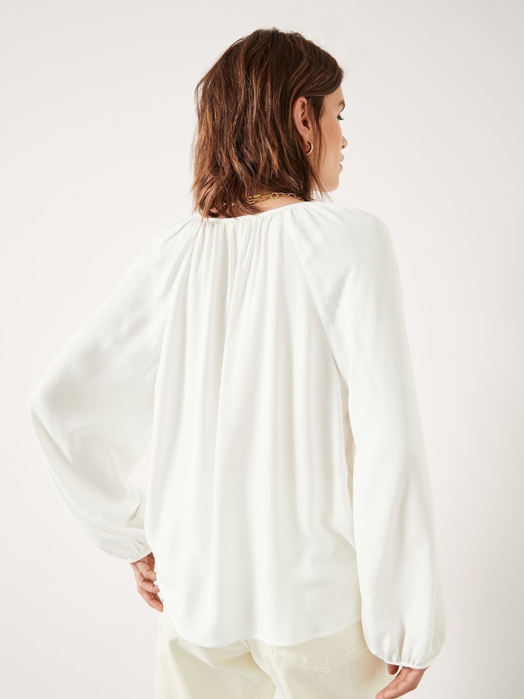 Hush White Zadie Tie Neck Top - Image 2 of 5