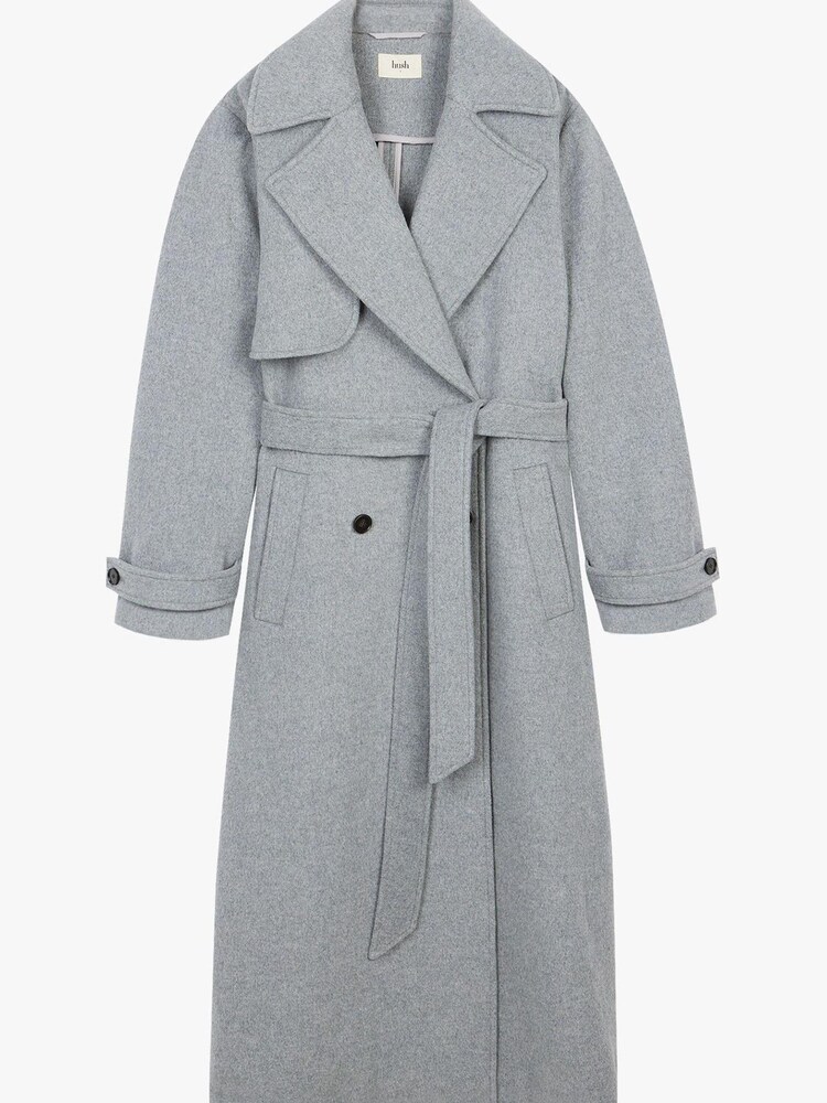 Hush Grey Wool Belted Trench Coat - Image 5 of 5