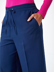 Roman Blue Wide Leg Tie Front Stretch Trousers - Image 5 of 5