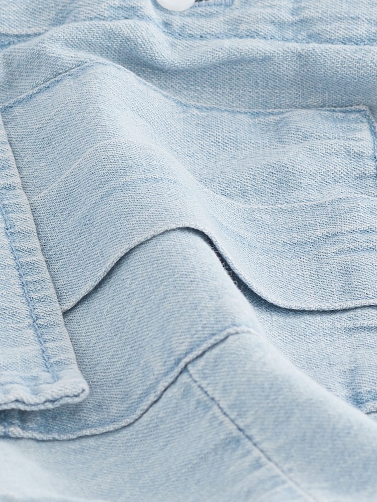 Bleach Tie Front Cropped Denim Shirt - Image 6 of 6