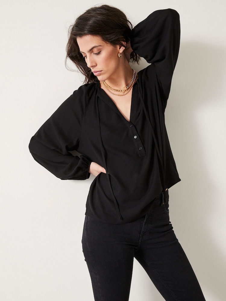 Hush Black Zadie Tie Neck Top - Image 1 of 5